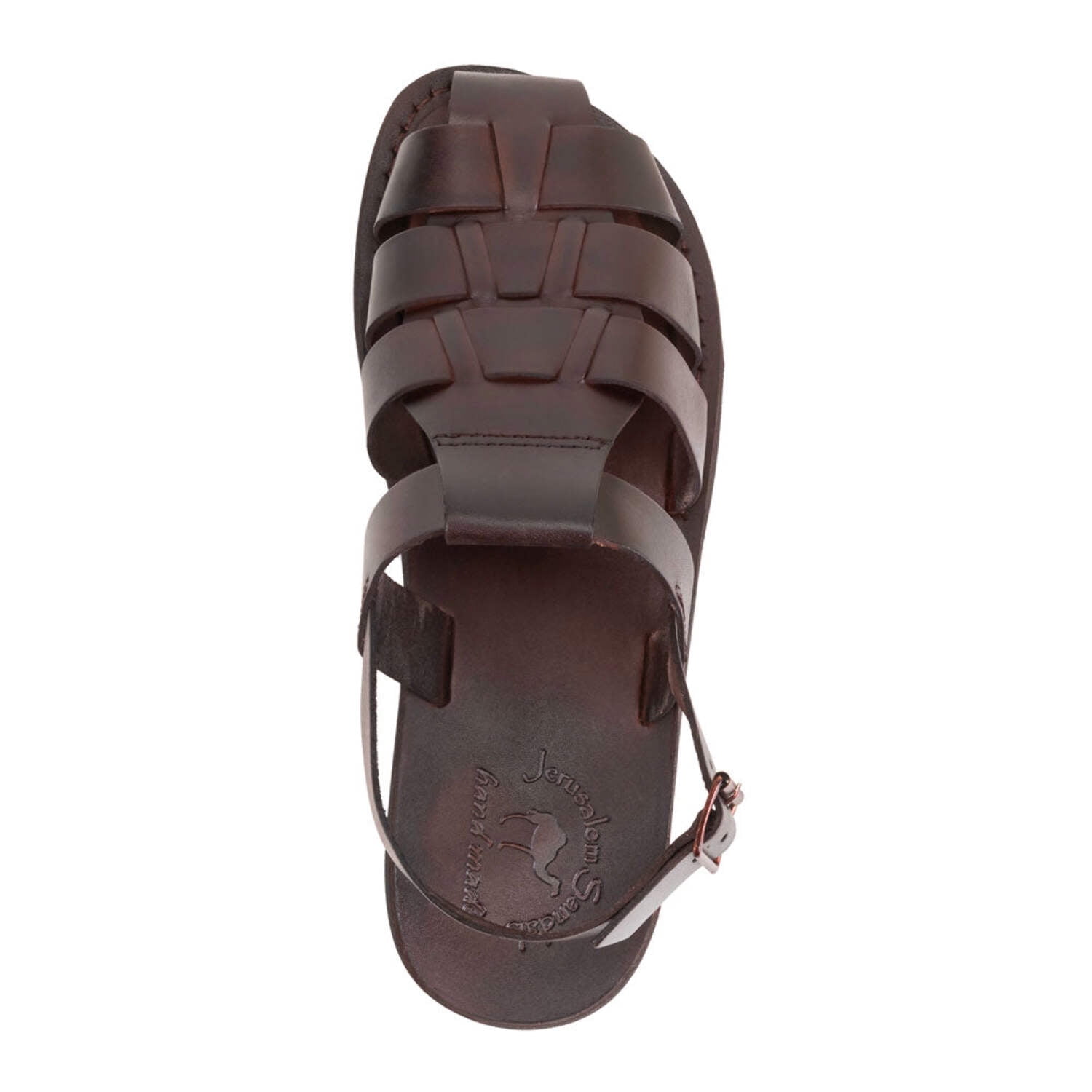 Calto Brown Leather Fisherman Sandals Hook Loop Strap Closed Toe Mens 9 Mens Fisherman Sandals Closed Toe - Leather Sandals  main image 3