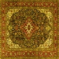 thumbnail image 1 of Ahgly Company Machine Washable Indoor Square Medallion Yellow Traditional Area Rugs, 8' Square, 1 of 4