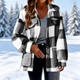 thumbnail image 2 of Liuinsasek Womens Casual Jacket Turned-Down Collar Long-Sleeve Fleece Checkered Button-Up Warm Coat with Pockets for Daily Fall Winter Wear, 2 of 10