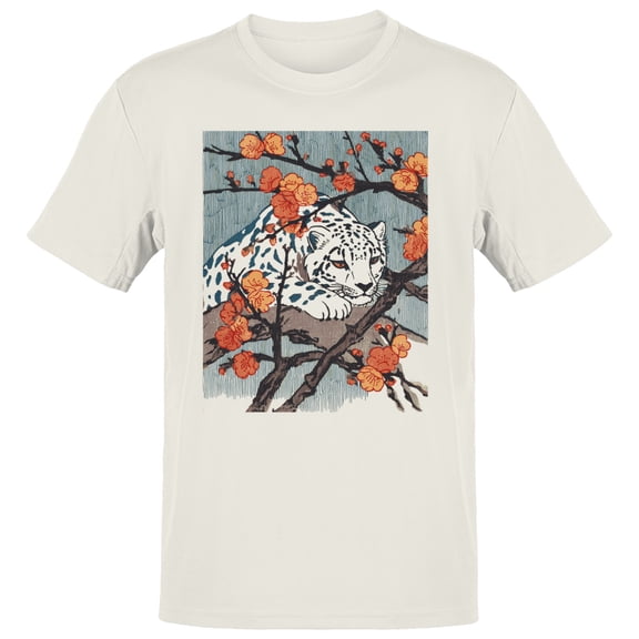 Smartprints Black Panther Plum Blossoms Men's T-Shirt Off White, Cotton, S