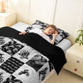 thumbnail image 4 of Castle Fairy Monochrome Dirt Bike Twin Comforter Sets 3-Piece for Boys, Patchwork Chevron Bedding Set for Bedroom, Gray Black White,Black Reversible, 4 of 6