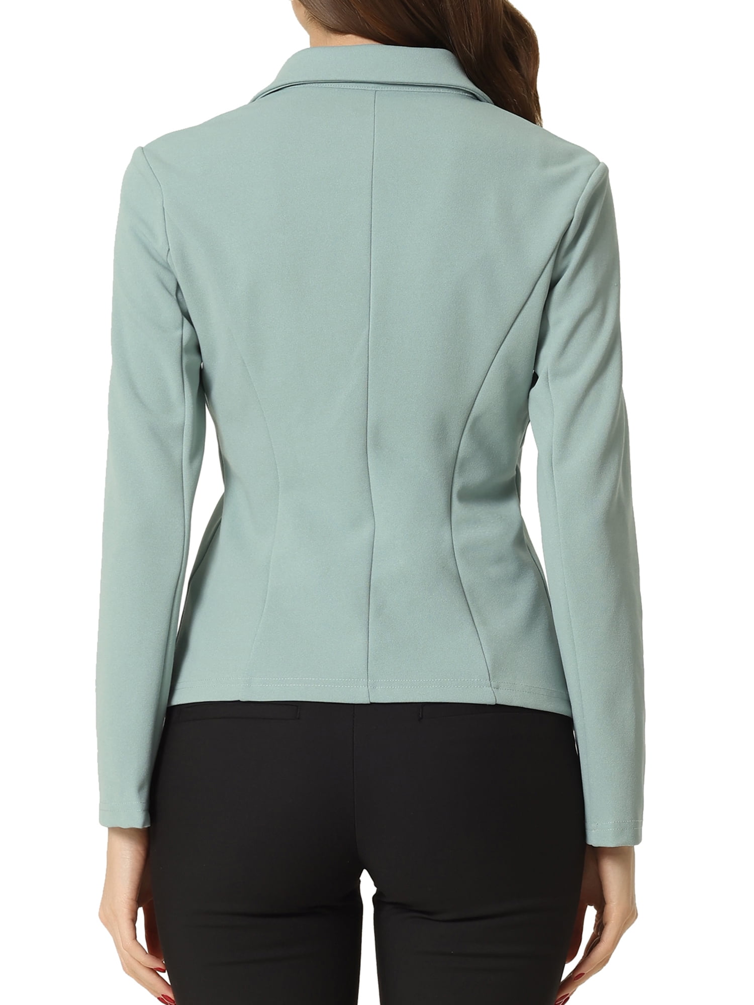 Unique Bargains Women's Office Work Lapel Collar Stretch Jacket Suit Blazer S Pea Green