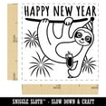 thumbnail image 2 of Happy New Year Sloth with Champagne Self-Inking Rubber Stamp Ink Stamper - Brown Ink - Small 1 Inch, 2 of 7