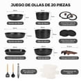 thumbnail image 2 of Juego de 20 Ollas y Sartenes Antiadherentes, Batería de Cocina con Mango Desmontable, Sartenes de Ceramica para Autocaravana, Apto para Inducción, Horno y Lavavajillas, 2 of 7