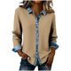 thumbnail image 3 of TaTaai Women's Loose Fit Blouse Long Sleeve Lapel Collar Waffle Knit Design Button Front Denim Style Casual Top Gift, 3 of 5