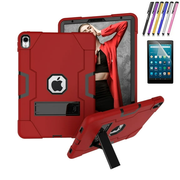 Goldcherry for iPad Pro 11 in Case.Hybrid Shockproof Rugged Anti-Impact Drop Protection Cover Built with Kickstand Compatible with Apple ipad Pro 11" 2018 Tablet(Red/Black)