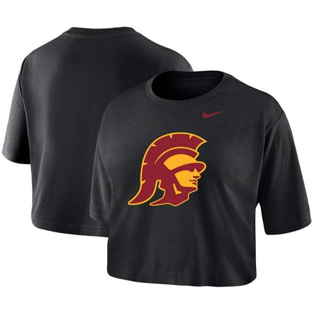 Women's Nike Black USC Trojans Cropped Performance T-Shirt
