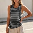 thumbnail image 7 of Karymi Plus Size Tops for Women Horizontal Striped Crew Neck Wide Strap Tank Top, Shift Casual Sleeveless Camisole, Everyday Wear Tee Womens Tops Dressy Casual, 7 of 7