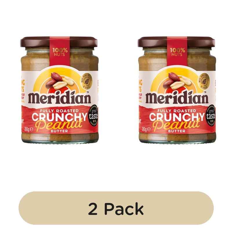 Meridian No Added Salt Crunchy Peanut Butter 280g, British Import (Pack of 2)