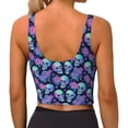 thumbnail image 4 of Picia starry sky Skull flower Sports Bra for Women,Padded Strappy Sports Bras Medium Support Yoga Bra with Removable Cups,Running Yoga Bra-Small, 4 of 9