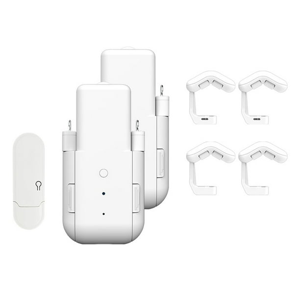 2 Piezas Abridores de Cortinas Automáticos con Control de Voz, WIFI, Motor Inteligente, Sensor de Temperatura y Luz, Temporizador Silencioso.