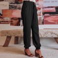 thumbnail image 3 of Pantalones holgados para mujer Pantalones de salón con cordón Color sólido Estilo casual Traje diario FLhrweasw Nuevo, 3 of 9