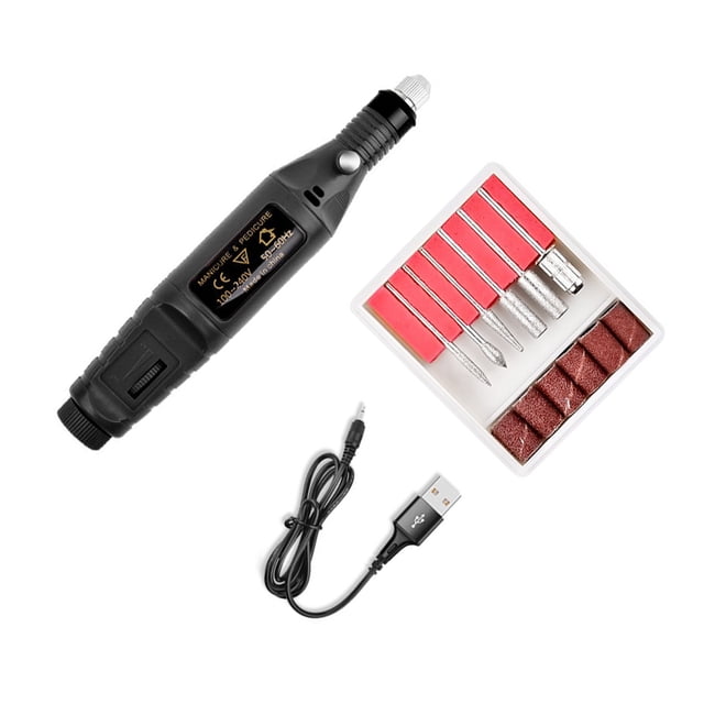 Qarigey Taladro eléctrico tallado pluma conjunto desata el potencial creativo máquina portátil de mejora de uñas conjunto de molino de Juegos de manicura USB USB Negro