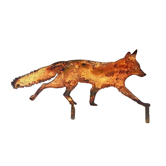 BMYJ Sneaky Rustic Metal Fox Garden Decoration with Stakes, Rusty Metal Animal Yard Stakes Garden Outdoor Fox Decoration, Housewarming Decor, Gifts (4 Size Options)
