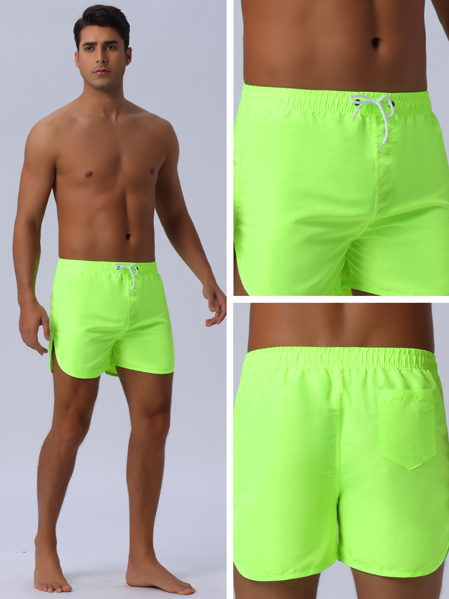 DARING DIVA Men's Elastic Waist Drawstring Beach Board Shorts 30 Light Green