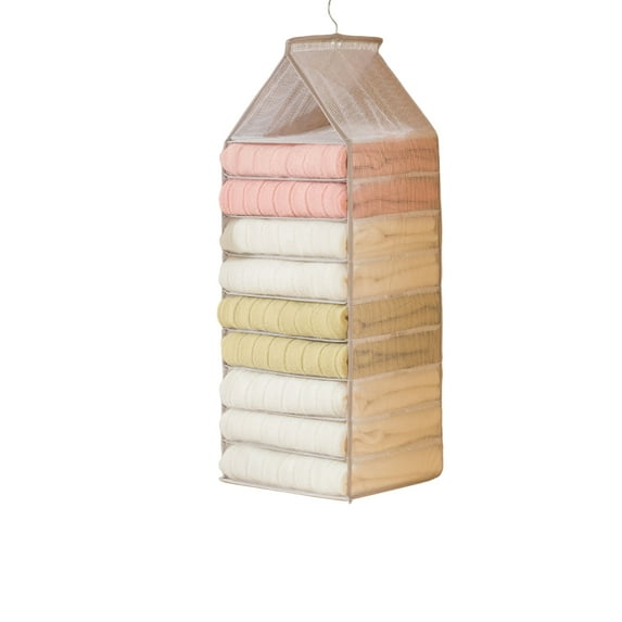 Hadanceo Hanging Storage Rack Multilayer Large Capacity Keep Neat Foldable 6/9/12 Grid Closet Clothes Underwear Organizer for Home