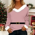 thumbnail image 3 of NMMUED Christmas Shirts Christmas Apparel for Women V Neck T Shirts for Women Funny Christmas Shirts Long Sleeve Shirts for Women Christmas Party Outfits for Women Pink XXL, 3 of 5