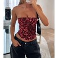 thumbnail image 4 of Women's Y2K Leopard Print Sequin Off-Shoulder Backless Vest with Zipper, 4 of 5