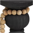 thumbnail image 4 of DecMode 3 Candle Black Wood Handmade Bubble Inspired Matte Candle Holder with Beaded Garland Accent, Set of 3, 4 of 7