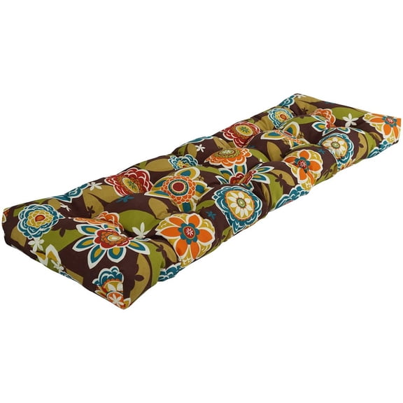 Blazing Needles 55-inch by 19-inch Tufted Patterned Outdoor Spun Polyester Loveseat Cushion