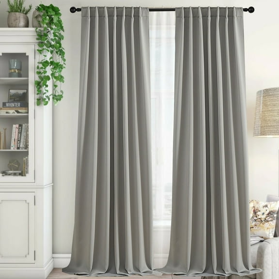 Harlier Short Blackout Curtains - Thermal Insulated Window Curtain Panels - Room Darkening Back Tab/Rod Pocket Draperies for Bedroom/Kitchen, 39"W x 51"L, Gray, 2 Panels