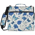 thumbnail image 2 of Zipper Binder with Shoulder Strap 2 inch 3 Ring Waterproof File Folder Organizer Bag 500 Sheet Blue Butterfly and Flower, 2 of 8