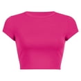 thumbnail image 2 of Sweet Home Farm Short Sleeve Shirts for Women Round Neck Summer Solid Color T Shirt T Shirts for Women Hot Pink, 2 of 5