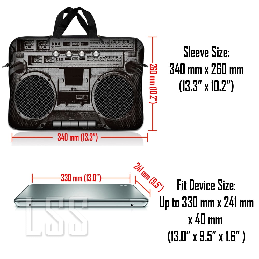 LSS Neoprene 12"-13.3" Laptop Sleeve, Cassette Player Design