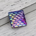 thumbnail image 2 of U8MO 6 Mermaid Scale Cabochons 12mm Flatbacks Domed Square Dragon Fairy Tale Purple, 2 of 2
