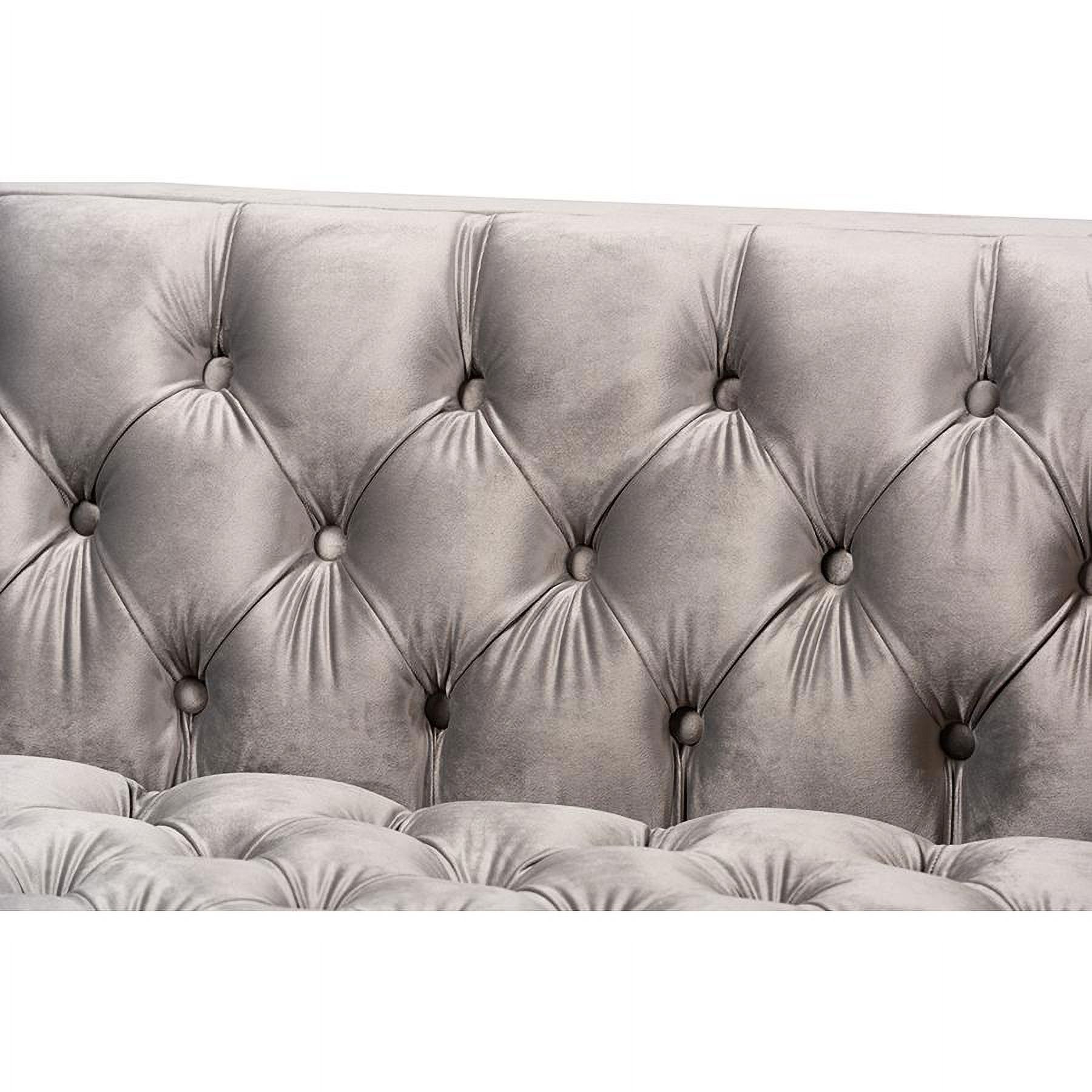 Baxton Studio Zanetta Glam and Luxe Gray Velvet Upholstered Gold Finished 2-Piece Sofa and Lounge Chair Set