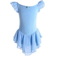 thumbnail image 4 of hengsof Girls Solid Color Dance Leotard Sweet Ruffle Sleeve Round Neck Mesh Skirt Ballet Practice Romper 3-15 Years, 4 of 7