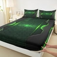 thumbnail image 3 of jejeloiu Neon Pgreen Black Queen Sheet Sets,Abstract Geometric Hexagon Flat Sheet,Modern Honeycomb Desgin Queen Fitted Sheet For Teens,Ultra Soft Home Decor,4 Pieces, 3 of 7