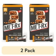 (2 pack) MET-Rx Big 100 Protein Bars, Vanilla Caramel Churro Bars, 30g Protein, 4 Ct