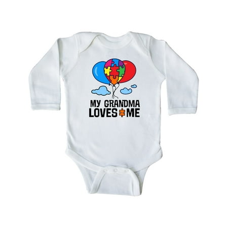 

Inktastic Autism Grandma Loves Me Puzzle Gift Baby Boy or Baby Girl Long Sleeve Bodysuit