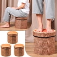 thumbnail image 5 of 3 Pack Tree Stump Storage Stool 12 x 12 Inch Stool Ottoman, Cute Folding Storage Toy Box with Foam Cushion, Collapsible Seat Chest (Classic), 5 of 12