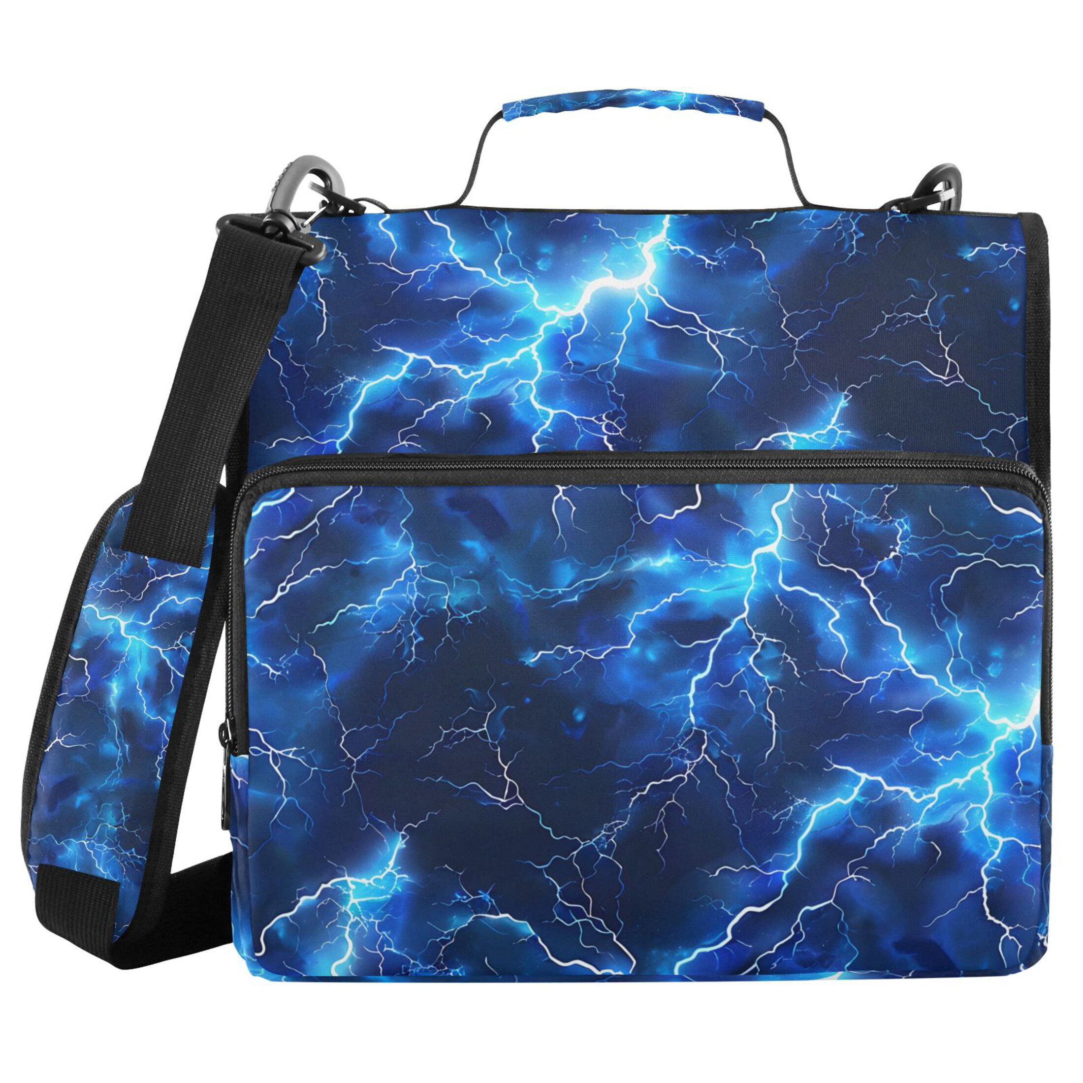 ALAZA Zipper Binder Blue Lightning 3 Ring Trapper Keeper File Folder Organizer Bag