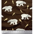 thumbnail image 1 of Soimoi Brown polyester Crepe Fabric Falling Star & Polar Bear Animal Print Sewing Fabric Yard 42 Inch Wide, 1 of 3