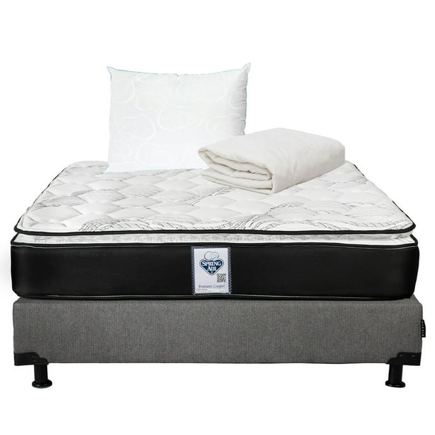 Colchón Matrimonial Premier Spring Air + Box + Protector Ultra + Almohada Osos