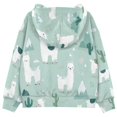 thumbnail image 2 of Kids' Hooded Pullover Sweatshirt Casual Tops Long Sleeve Print Hoodies Pocket Cute Cartoon Llama Pattern, 2 of 9