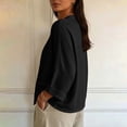thumbnail image 5 of Yyeselk Women's 3/4 Sleeve Cotton Linen Cardigan Button Down Open Front Lightweight Casual Baggy Cardigans Black L, 5 of 7
