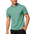 thumbnail image 2 of Hooded T Shirts for Men Summer Solid Casual Crew Neck Short Sleeve Mens T-Shirts Sports Top, 2 of 9