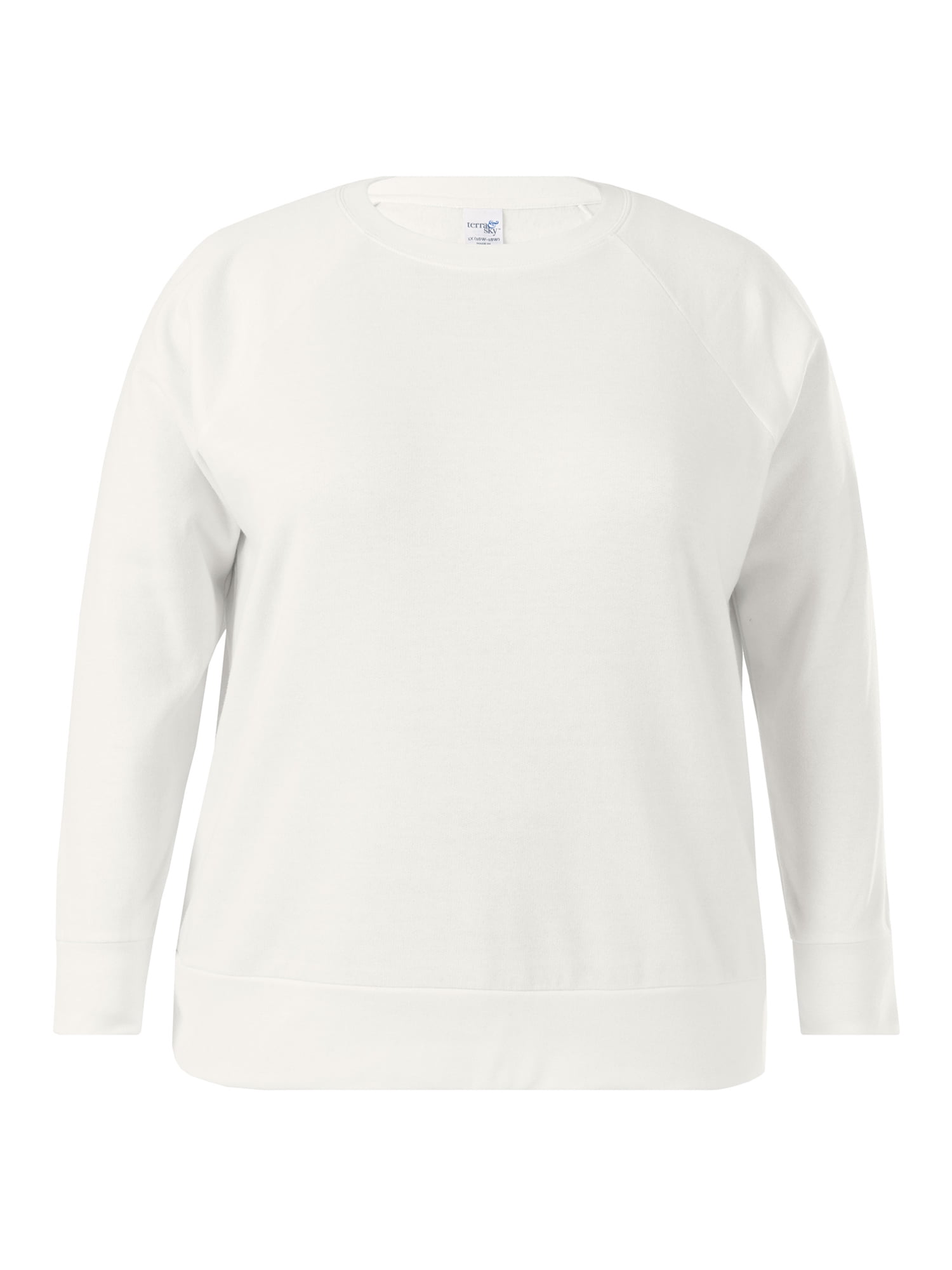 Terra & Sky Women's Plus Size Cotton Blend Fleece Sweatshirt, 2-Pack