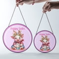 thumbnail image 4 of Easter Pig Bunny Ears Suncatcher Stained Glass Style UV Printed Glass Funny Animal Gift Round, 4 of 8
