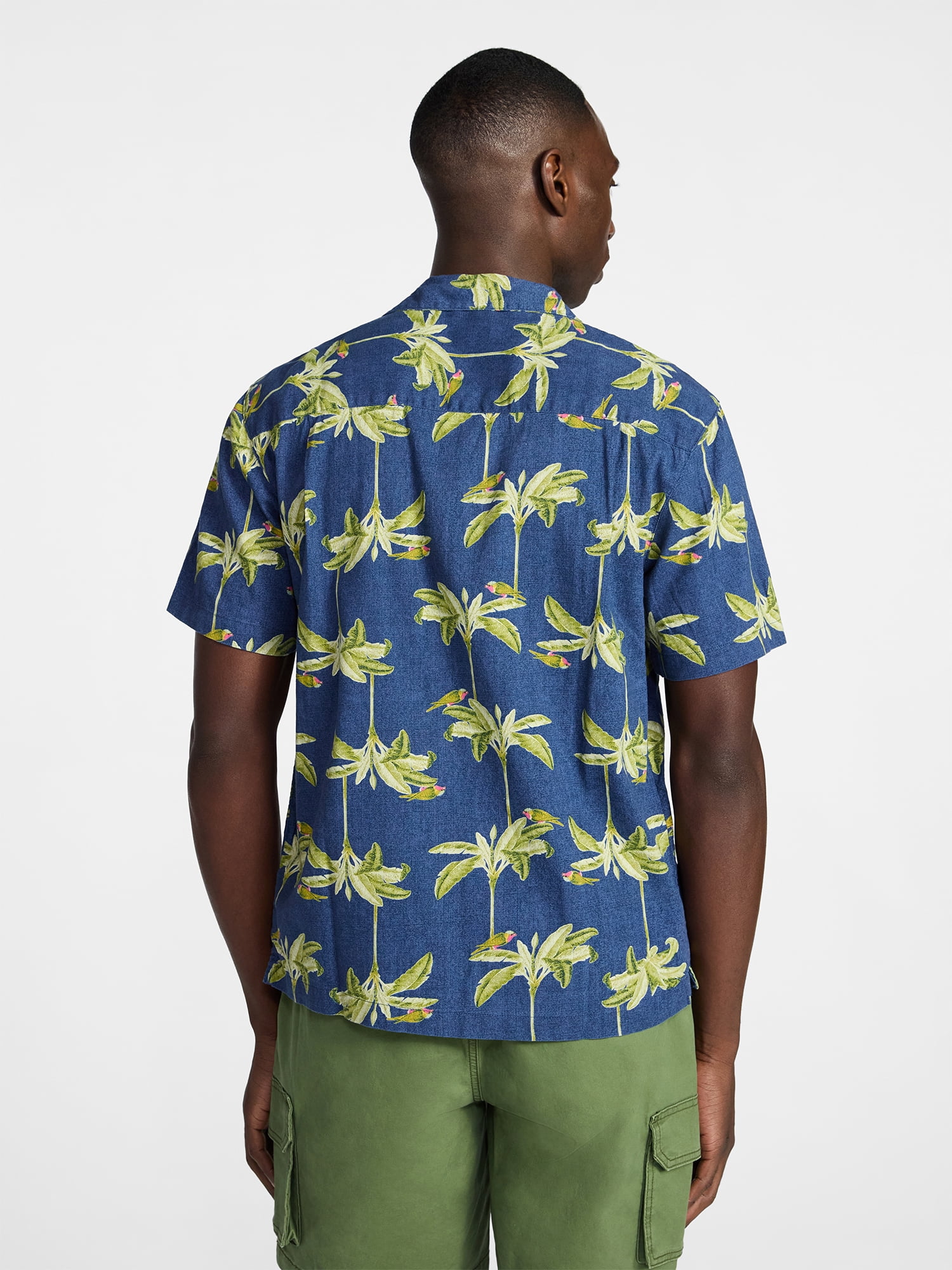 George Men's Relaxed Fit Linen Blend Camp Shirt with Short Sleeves, Sizes S-5XL, LT-3XLT