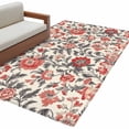 thumbnail image 2 of 3'x5' Area Rugs, Red Black Floral Indoor Outdoor Area Rug for Living Room Bedroom, Vintage Watercolor Flower Leaf Plant Washable Bathroom Rugs Kitchen Floor Carpet Mats Home Decor Aesthetic, 2 of 8