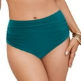 thumbnail image 3 of Jdkau Swim Bottoms for Women Tummy Control Swim Bottoms Mid Rise Bikini Bottoms Full Coverage Ruched Scrunch Swim Bottom（Dark Green,XXL）, 3 of 9