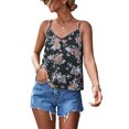 thumbnail image 2 of Top sin mangas con tirantes, cuello en V, estampado floral, ajuste holgado, camisa informal con tiras para mujer para primavera y verano, 2 of 6