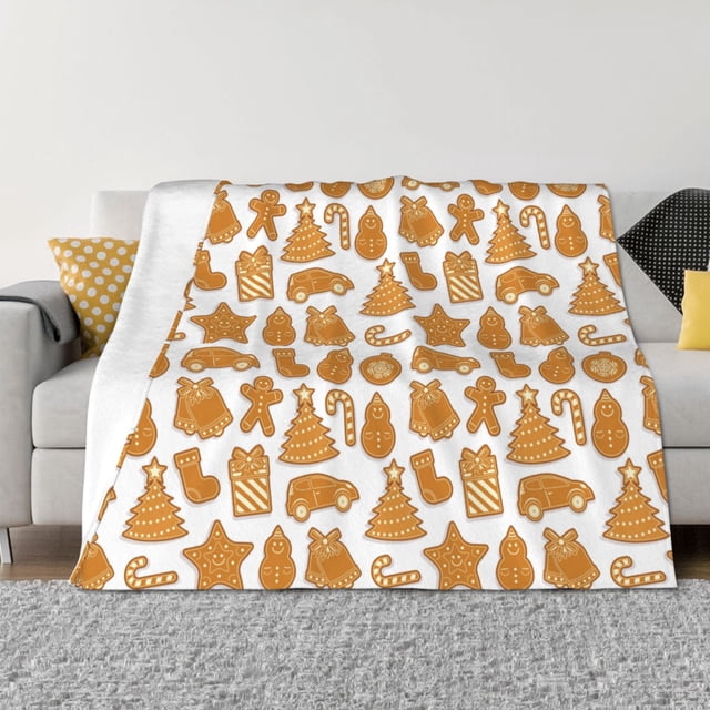 Balery Christmas Elements Manta de Franela con Dibujo, Lujo Ultra Suave y Cálido, Antipelusa y Resistente a las Arrugas para Cama, Sofá, Camping -60"x50"