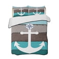 thumbnail image 2 of Coastal Anchor Twin Size Down Alternative Comforter, Lightweight Comforter Quilt Bedding Set with Pillow Shams Turquoise Brown Country Wooden Grain All Seasons Bed Comforter Duvet Insert 68"x86", 2 of 7