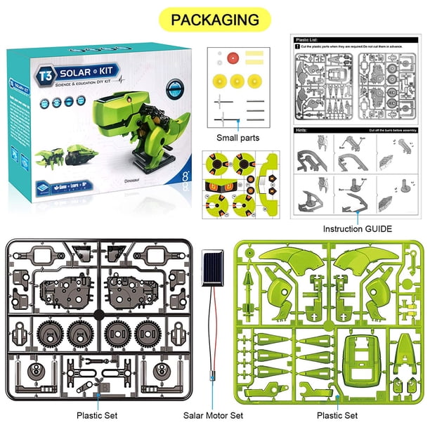 Kit de construcción de robot solar con dinosaurios educativos 3 en 1, juguetes educativos de dinosaurios con energía solar para niños y niñas